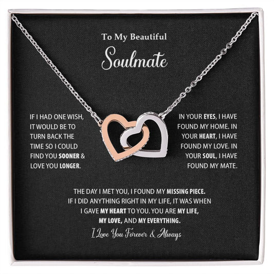 To My Beautiful Soulmate | I Love You Forever & Always - Interlocking Hearts necklace